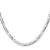 Sterling Silver Rhodium-plated 4.0mm Lightweight Flat Figaro Chain - QM-FFFF9196-9282