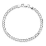 Sterling Silver Rhodium-plated 4.25mm Double Link Charm Bracelet - QC-D0746F0A-6243