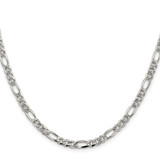 Sterling Silver Rhodium-plated 4.3mm Pav‚ Flat Figaro Chain - QF-85E40075-9343
