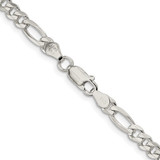 Sterling Silver Rhodium-plated 4.3mm Pav‚ Flat Figaro Chain - QF-BDDA6499-9184
