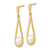 14k 5-6mm White Rice Freshwater Cultured Pearl Post Dangle Earrings
