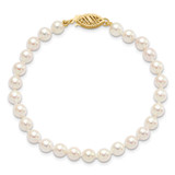 14k 5-6mm White Round Akoya Saltwater Cultured Pearl 7 inch Bracelet - PL-B582A37D-8308