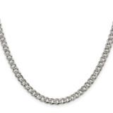 Sterling Silver Rhodium-plated 4.5mm Pave Curb Chain - QC-1E6B5D6F-5528