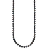 Sterling Silver Rhodium-plated 4-5mm Black Near-Round Freshwater Cultured Pearl 16 inch Necklace
