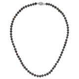 Sterling Silver Rhodium-plated 4-5mm Black Near-Round Freshwater Cultured Pearl 16 inch Necklace