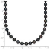 Sterling Silver Rhodium-plated 4-5mm Black Near-Round Freshwater Cultured Pearl 18 inch Necklace