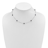 Sterling Silver Rhodium-plated 4-5mm Black Semi-Round Freshwater Cultured Pearl 8-Station 16 inch Necklace