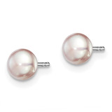 Sterling Silver Rhodium-plated 4-5mm Purple Button Freshwater Cultured Pearl Post Earrings