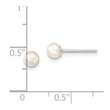 Sterling Silver Rhodium-plated 4-5mm White Button Freshwater Cultured Pearl Post Earrings - QE-43BCB639-8383