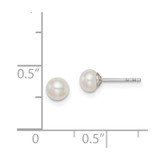Sterling Silver Rhodium-plated 4-5mm White Button Freshwater Cultured Pearl Post Earrings - QE-686ECA3A-5686