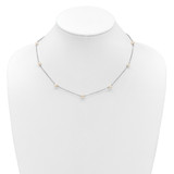 Sterling Silver Rhodium-plated 4-5mm White Near Round Freshwater Cultured Pearl 9-station 16 inch Necklace