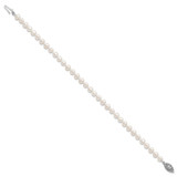 Sterling Silver Rhodium-plated 4-5mm White Near-Round Freshwater Cultured Pearl 7.25 inch Bracelet