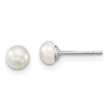 Sterling Silver Rhodium-plated 4-5mm White Semi-Round Freshwater Cultured Pearl 14 inch Necklace, 5 inch Bracelet and Post Earrings Set