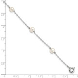 Sterling Silver Rhodium-plated 4-5mm White Semi-Round Freshwater Cultured Pearl 5-Station 7 inch Bracelet