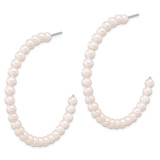 Sterling Silver Rhodium-plated 4-5mm White Semi-Round Freshwater Cultured Pearl C-Hoop Earrings