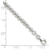 Sterling Silver Rhodium-plated 4mm Beaded 7.5in Bracelet