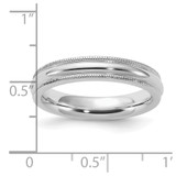 Sterling Silver Rhodium-plated 4mm Comfort Fit Milgrain Size 10 Band