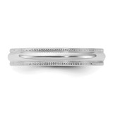 Sterling Silver Rhodium-plated 4mm Comfort Fit Milgrain Size 6 Band