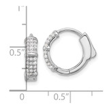 Sterling Silver Rhodium-plated 4mm CZ Hinged Huggie Hoop Earrings