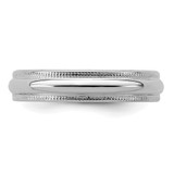Sterling Silver Rhodium-plated 4mm Half Round Milgrain Size 13 Band