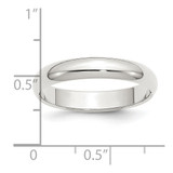 Sterling Silver Rhodium-plated 4mm Half Round Size 13.5 Band