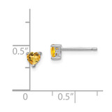 Sterling Silver Rhodium-plated 4mm Heart Citrine Post Earrings
