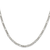 Sterling Silver Rhodium-plated 4mm Pav‚ Flat Figaro Chain - QF-D5C040A8-8110