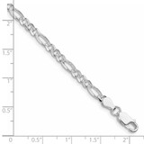 Sterling Silver Rhodium-plated 4mm Pav‚ Flat Figaro Chain - QF-E58F5310-6628