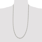 Sterling Silver Rhodium-plated 4mm Pave Flat Figaro Chain