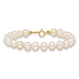 14k 5-6mm White Semi-Round Freshwater Cultured Pearl 5 inch Bracelet