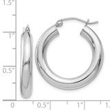 Sterling Silver Rhodium-plated 4mm Round Hoop Earrings - QE-FFA72C4B-9448