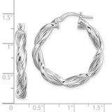 Sterling Silver Rhodium-plated 4mm Twisted Hoop Earrings - QE-D24F5746-5303