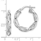 Sterling Silver Rhodium-plated 4mm Twisted Hoop Earrings - QE-DE4F19E0-5558