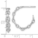 Sterling Silver Rhodium-plated 4mm x 23mm Puffed Anchor/Mariner Link C-Hoop Post Earrings