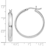 Sterling Silver Rhodium-plated 4mm x 30 Hoop Earrings