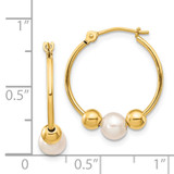 14K 5-6mm White Semi-round Freshwater Cultured Pearl Polished Hoop Earring