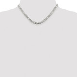 Sterling Silver Rhodium-plated 5.5mm Pav‚ Flat Figaro Chain - QF-45394D8B-5360