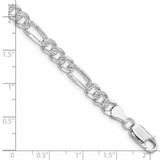 Sterling Silver Rhodium-plated 5.5mm Pav‚ Flat Figaro Chain - QF-C3B60C89-6867
