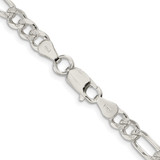Sterling Silver Rhodium-plated 5.5mm Pave Flat Figaro Chain