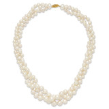 14k 5-9mm White Semi-Round Freshwater Cultured Pearl Multi-strand 19 inch Necklace