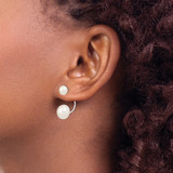 Sterling Silver Rhodium-plated 5-6mm and 8-9mm White Button Freshwater Cultured Pearl Front and Back Post Dangle Earrings