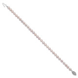 Sterling Silver Rhodium-plated 5-6mm Purple Near-Round Freshwater Cultured Pearl 7.25 inch Bracelet
