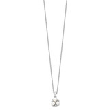 Sterling Silver Rhodium-plated 5-6mm White Button Freshwater Cultured 3-Pearl and CZ 17 inch Necklace