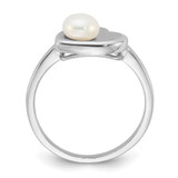Sterling Silver Rhodium-plated 5-6mm White Freshwater Cultured Pearl Heart Ring - QR-FB046551-1446