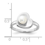 Sterling Silver Rhodium-plated 5-6mm White Freshwater Cultured Pearl Heart Ring - QR-FB046551-1446