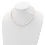 Sterling Silver Rhodium-plated 5-6mm White Near-Round Freshwater Cultured Pearl 20 inch Necklace