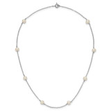 Sterling Silver Rhodium-plated 5-6mm White Near-Round Freshwater Cultured Pearl 8-Station 16 inch Necklace