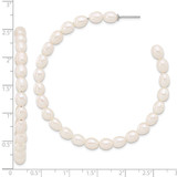 Sterling Silver Rhodium-plated 5-6mm White Rice Freshwater Cultured Pearl Post C-Hoop Earrings