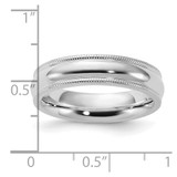 Sterling Silver Rhodium-plated 5mm Comfort Fit Milgrain Size 12 Band