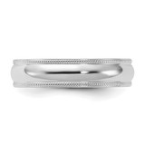 Sterling Silver Rhodium-plated 5mm Comfort Fit Milgrain Size 7 Band